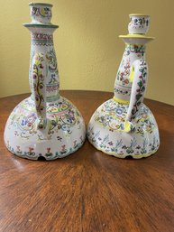 Pair Of Handmade Candle Holders From Seville, Italy