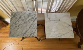Vintage Carrera Marbled Topped Side Tables