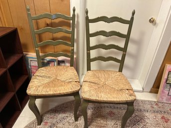 Set Of Ladderback Chairs With Rattan Seats
