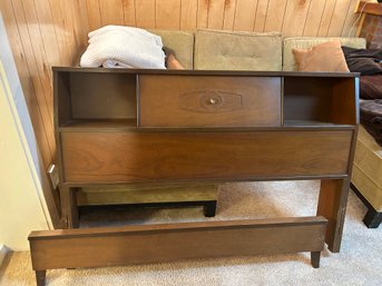 Mid- Century Full Sized Bed Frame With Built In Storage