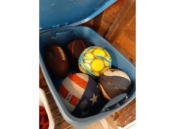 Volleyball Net, Corn Hoe Game, Horse Shoe Game, Bin Of Balls