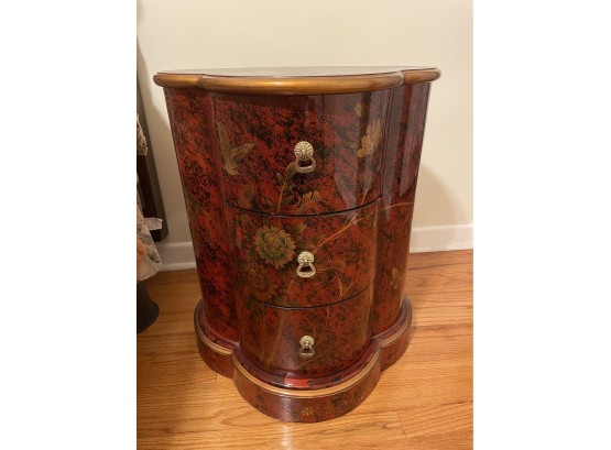 Set Of Red Lacquer Clover Top Asian Inspired Cabinets