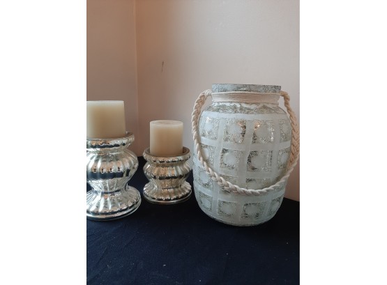 Mercury Glass Candle Holders With Candle