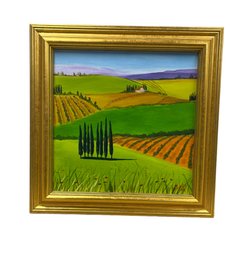 Oil On Canvas Tuscan Landscape With Giltwood Frame CS