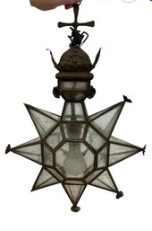 Antique Moravian Hanging Star Light Pendant Glass Metal WC