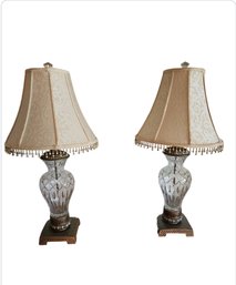 Lead Crystal Lamps - Pair **THIS ITEM IS OFF SITE** PICK UP BY APPOINTMENT ONLY**GLEN COVE