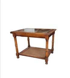 Glass Topped Solid Wood Side Table **THIS ITEM IS OFF SITE** PICK UP BY APPOINTMENT ONLY**GLEN COVE