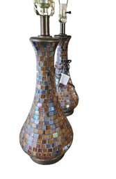 Vintage Inspired Amber Iridescent Glass Mosaic Lamps   **THIS ITEM IS OFF SITE** PICK UP BY APPOINTMENT ONLY**