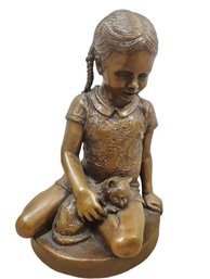 'Girl With Cat' Charles Parks Bronzes By FRANKLIN MINT MS