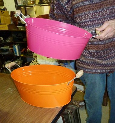 Newer Metal Bright Colored Tubs