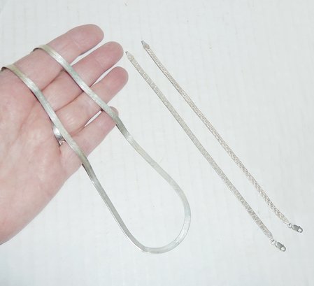 Sterling Chain Necklace, 2 Bracelets LOT
