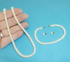 Pearl Jewelry SET Marked 10K Gold