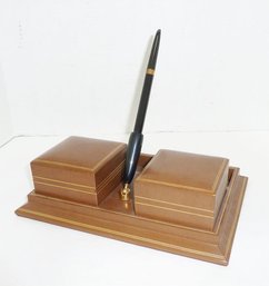 Leather Desk Caddy  Pen 14k Nib