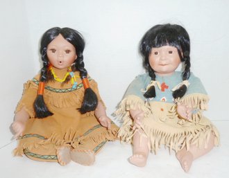 Native Am Indian Dolls, PAIR, 1 Signed
