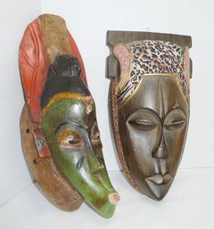 Wooden Wall Masks, PAIR