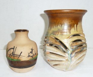 Vint. Pottery Vases, 1 Native Signed BETTY SALLY