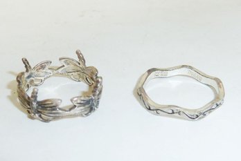 2 Sterling Rings, Dragonfly  Band
