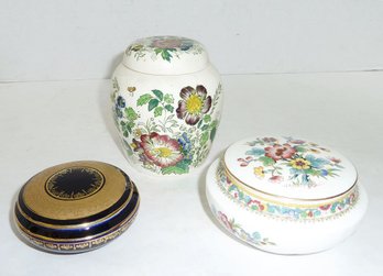 3 Vintage Trinket Jars, Coalport, Masons