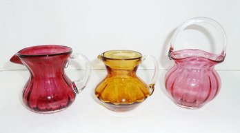 Vintage Blown Art Glass LOT Of 3
