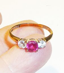 Gold Over Sterling 3 Stone Ring