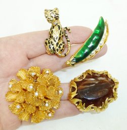 Vintage Pins, 4 Costume Jewelry 4 Pieces