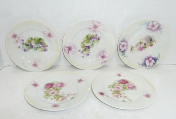 5 Vintage Floral Plates Mkd GERMANY