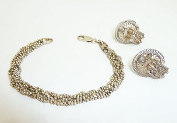 Vintage SIlver Bracelet  Earrings