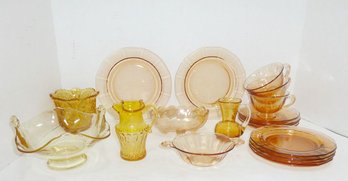 Vintage Dishware, Amber Glass LOT