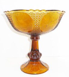 Antique Amber Glass Compote EAPG
