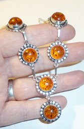 Amber Stone Necklace Marked 925