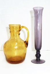 Vintage Colored Glass PAIR
