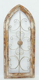 Wood Cathedral Style Arch, Metal Decorated