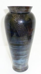 Art Glass Vase, Blue Glass, Gold