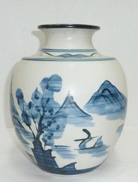 Asian Blue White Decorated Porcelain Vase
