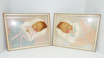 Vintage Framed Baby Pictures PAIR