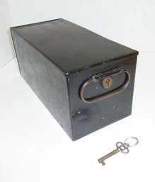 Vintage Metal Bank Box  Key