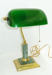 Bankers Style Lamp, Green Cased Shade