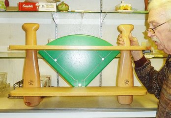 Wooden Baseball Shaped Shelf