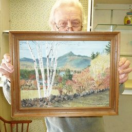 Vintage Oil Painting Birch Trees