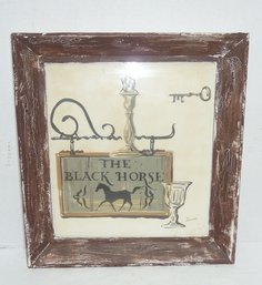 Vintage Framed Black Horse Picture