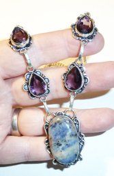 Stone Pend Necklace, Amethyst Mkd 925