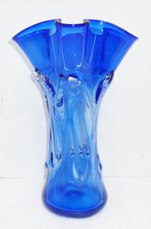 Blue Art Glass Tall Vase