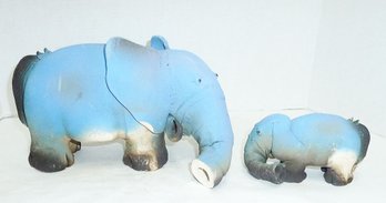 Blue Pottery Elephants PAIR