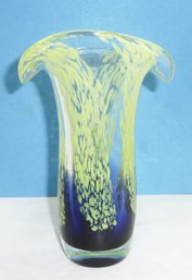 Cobalt & Lime Art Glass Vase