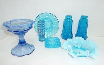 Vintage BLUE Glass Lot 7 Pc