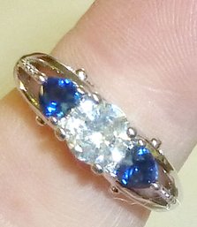 Blue White Stone Ring SIZE 7