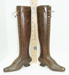 Bronze Tall Lace Up Boots