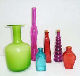 Vases,  LSA  Poland, Art Glass Lime Bottle Vase