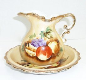 Porcelain Bowl & Pitcher Fruit Design