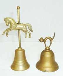 Vint Hand Bells, Cat & Carousel Horse